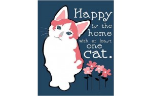 Πίνακας χειροποίητος happy home with cats 20x25 εκ
