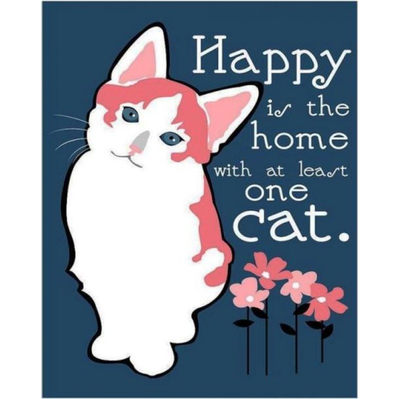 Πίνακας χειροποίητος happy home with cats 20x25 εκ