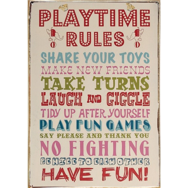 Πίνακας χειροποίητος playground rules 20x30 εκ