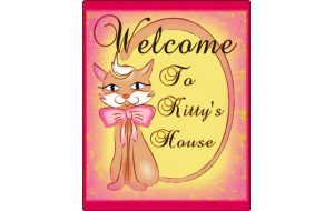 Πίνακας χειροποίητος welcome to kitty's house