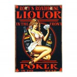 Poker pin up girl ξύλινος vintage πίνακας