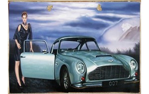 Ρετρό πίνακας χειροποίητος James Bond's car