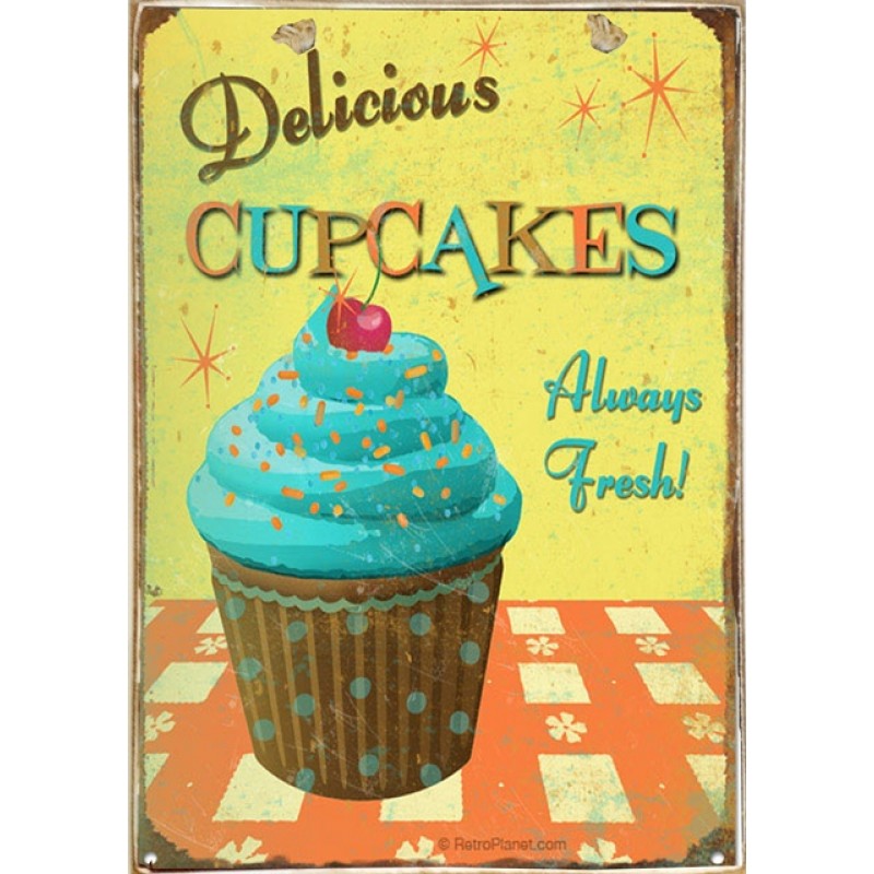 Ρετρό πίνακας χειροποίητος delicious cupcakes