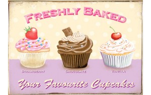 Ρετρό πίνακας χειροποίητος fresh cupcakes