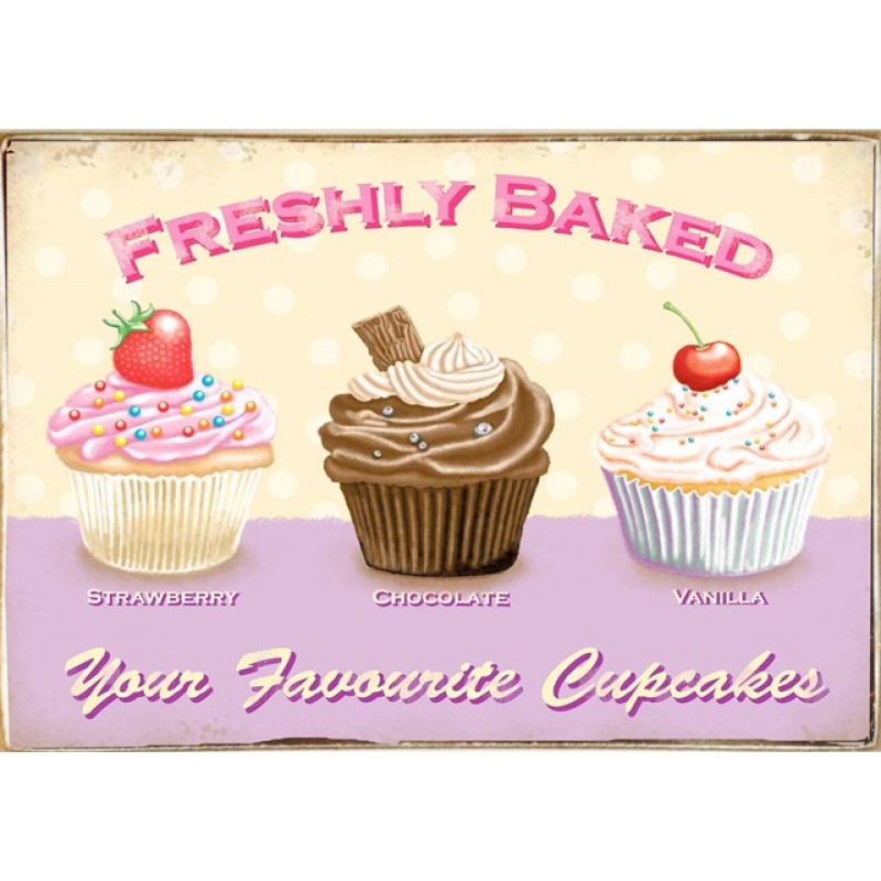 Ρετρό πίνακας χειροποίητος fresh cupcakes