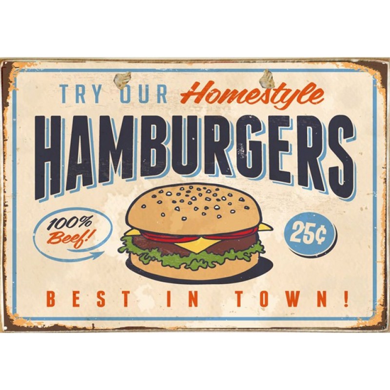 Ρετρό πίνακας χειροποίητος hamburgers