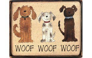 Ρετρό πίνακας χειροποίητος με σκυλάκια 25x20 εκ