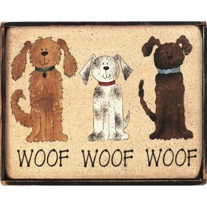 Ρετρό πίνακας χειροποίητος με σκυλάκια 25x20 εκ