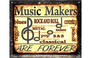 Ρετρό πίνακας χειροποίητος music makers are forever 25x20 εκ
