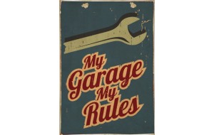 Ρετρό πίνακας χειροποίητος my garage my rules