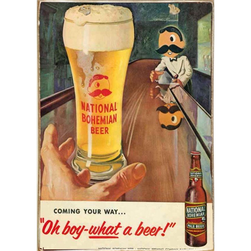 Ρετρό πίνακας χειροποίητος national bohemian beer