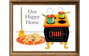 Ρετρό πίνακας χειροποίητος our happy home 25x20 εκ