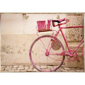 Ρετρό πίνακας χειροποίητος pink bike