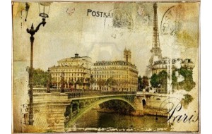 Ρετρό πίνακας χειροποίητος postcard Paris