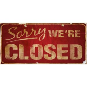 Ρετρό πίνακας χειροποίητος sorry we are closed 26x13 εκ