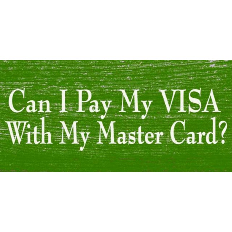 Ρετρό ξύλινος πίνακας χειροποίητος can I pay my visa with my master card 26x13 εκ