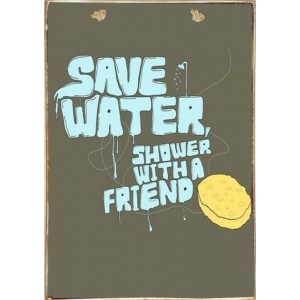 Save water shower with a friend ξύλινος vintage πίνακας