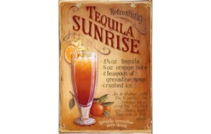 Tequila sunrise ξύλινος  πίνακας χειροποίητος