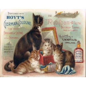 Vintage χειροποίητος πίνακας ρετρό διαφήμιση με γατάκια 25x20 εκ