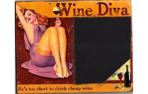 Wine diva ρετρό χειροποίητος μαυροπίνακας