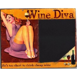 Wine diva ρετρό χειροποίητος μαυροπίνακας