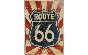 Ξύλινος χειροποίητος vintage πίνακας route 66