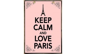 Ξύλινος ρετρό πίνακας χειροποίητος keep calm and love Paris 20x30 εκ