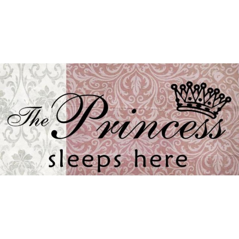 Ξύλινος ρετρό πίνακας χειροποίητος the princess sleeps here 26x13 εκ