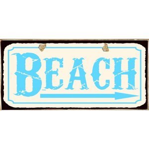 Beach ξύλινη vintage πινακίδα 26x13 εκ