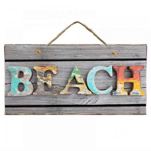 Beach multicolor ξύλινος vintage πίνακας