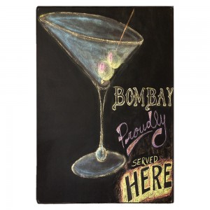 Bombay cocktails here ξύλινος πίνακας