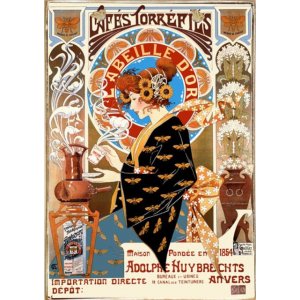 Café l'abeille d'or ξύλινος vintage πίνακας