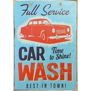 Car wash ξύλινος πίνακας χειροποίητος