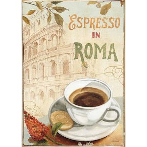 Espresso Roma ξύλινος πίνακας χειροποίητος