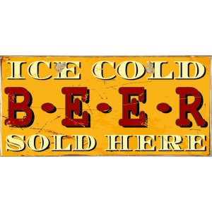Ice cold beer ξύλινος πίνακας χειροποίητος 26x13 εκ