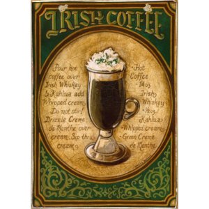 Irish coffee ξύλινος πίνακας χειροποίητος