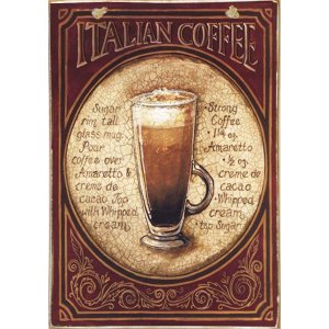 Italian coffee ξύλινος πίνακας χειροποίητος