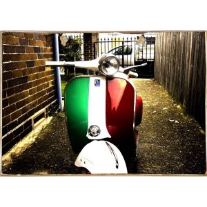 Italian Vespa ξύλινος πίνακας χειροποίητος