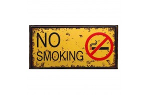 No smoking industrial χειροποίητος ξύλινος πίνακας 26x13 εκ