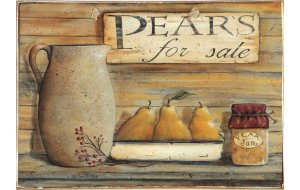 Pears For Sale -Ξύλινος  Πίνακας Χειροποίητος 20 x 30 cm