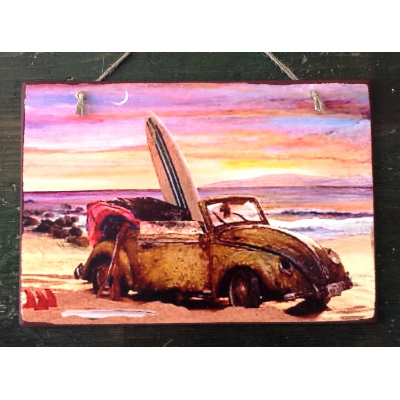 Πίνακας χειροποίητος vintage car in the sunset 30x20 εκ