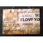 Vintage πίνακας χειροποίητος I love you 30x20 εκ