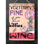 Πίνακας χειροποίητος kitties and wine 20x30 εκ