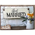 Πίνακας χειροποίητος just married  30x20 εκ