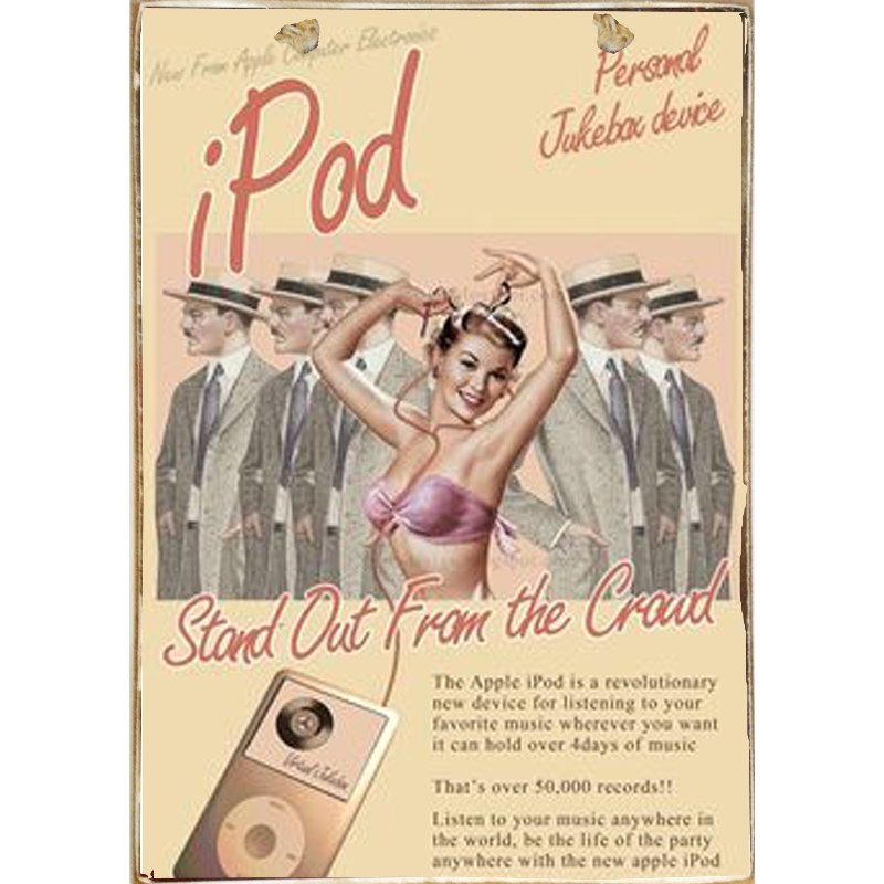 Πίνακας χειροποίητος vintage iPod 20x30 εκ