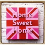 Πίνακας χειροποίητος ροζ home sweet home 21x21 εκ