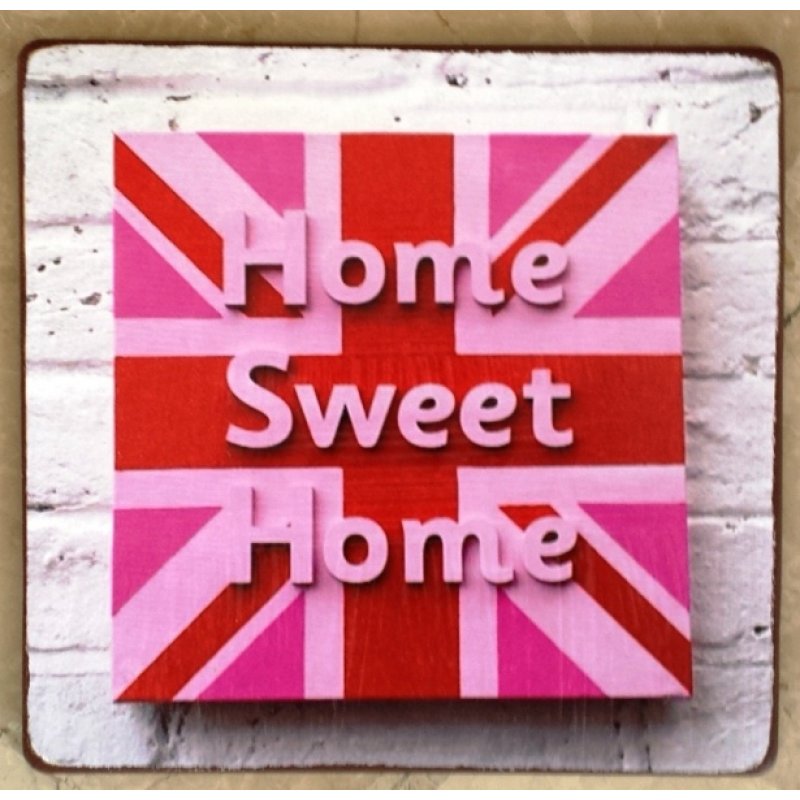 Πίνακας χειροποίητος ροζ home sweet home 21x21 εκ