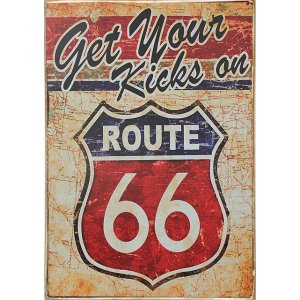  Ξύλινος vintage πίνακας route 66