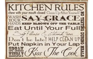 Ρετρό πίνακας χειροποίητος kitchen rules