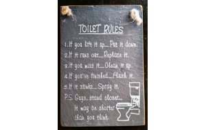 Πίνακας χειροποίητος toilet rules μαυροπίνακας 20x30 εκ